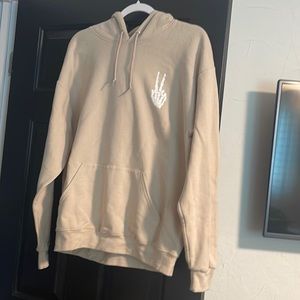 Skeleton Peace Sign Tan Hoodie | NWOT